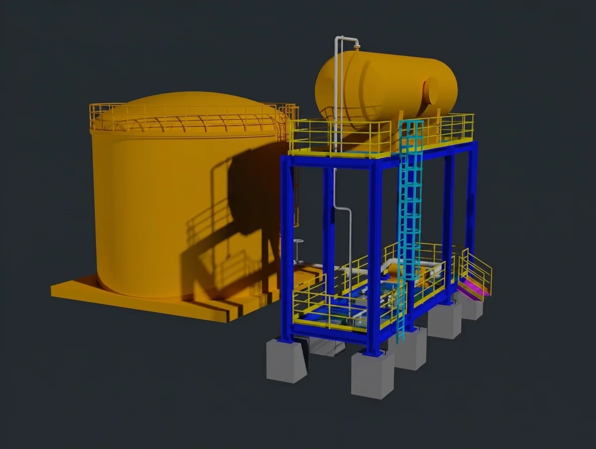 Modelo 3D de planta de procesamiento de minerales